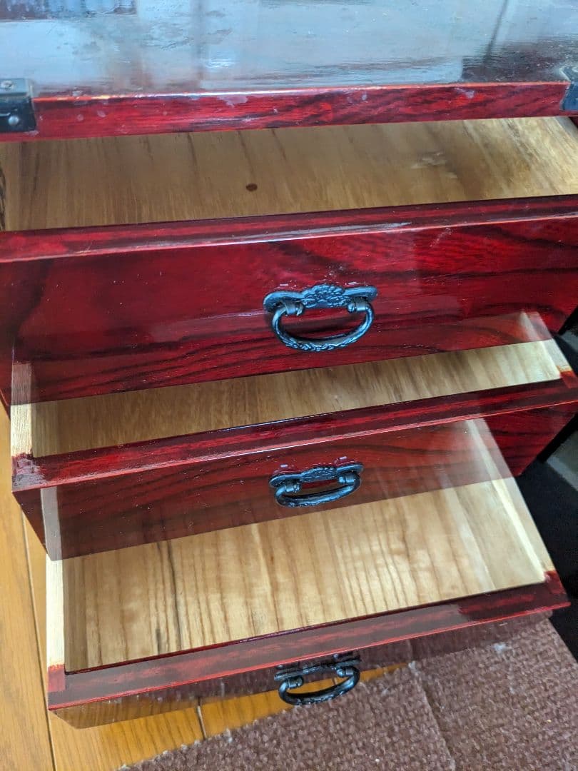 仙臺箪笥 舟箪笥 牡丹 欅 仙台箪笥 渡辺家具店 金具 漆塗り 小型引き出し