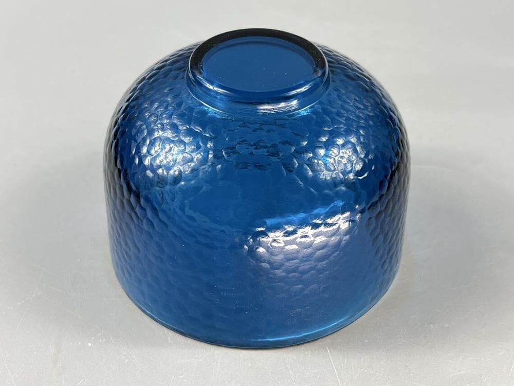 【料】　★ 料器 藍料瑠璃茶碗 ★　明治期　宝藍色料 食器花器　和風玻璃