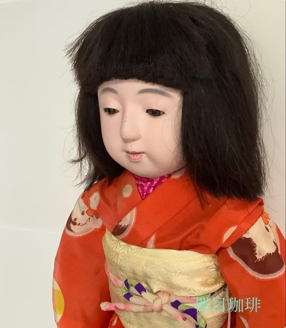 市松人形♪玉秀作♪アンティーク♪着物傷み、顔汚れ、髪乱れ♪約63cm♪訳あり