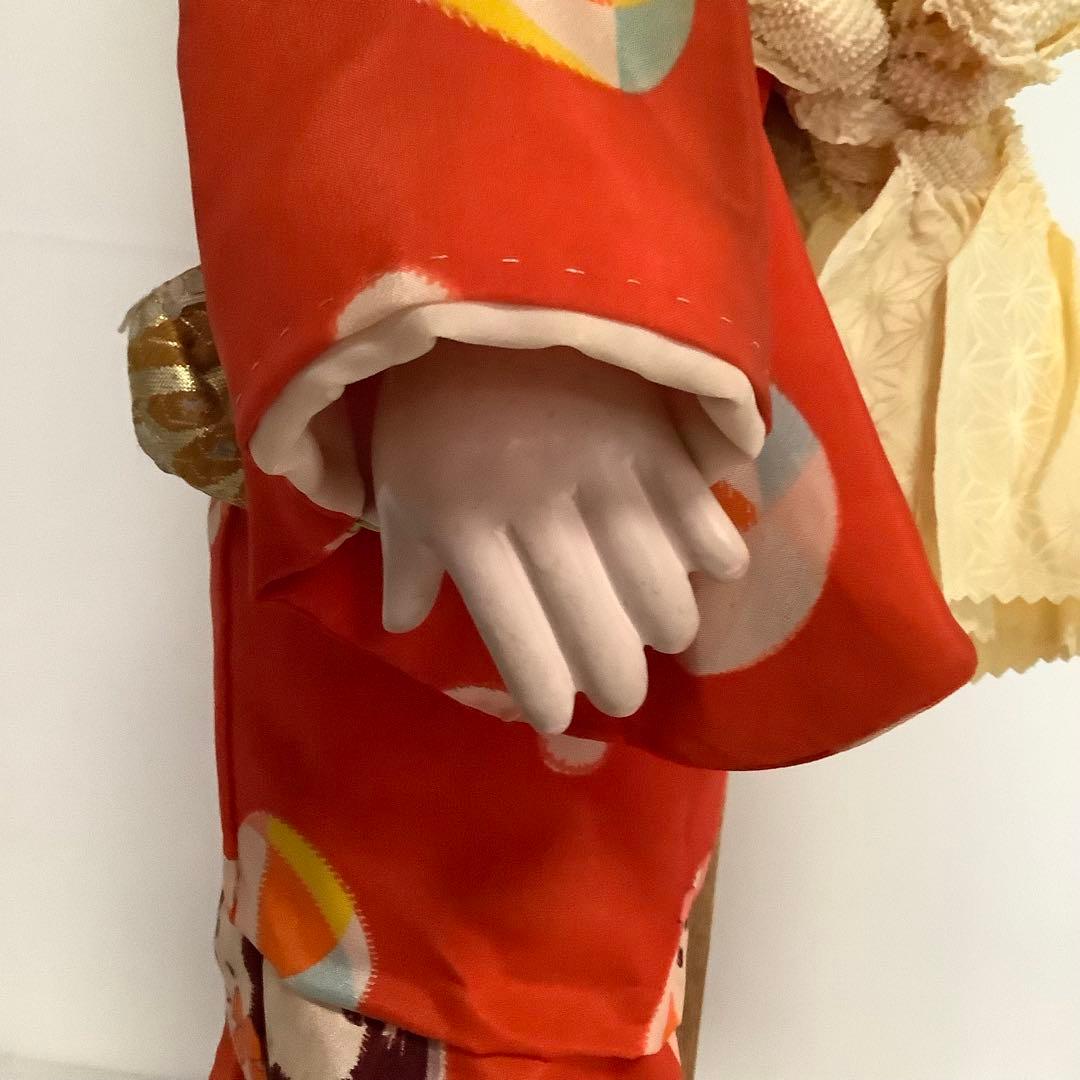 市松人形♪玉秀作♪アンティーク♪着物傷み、顔汚れ、髪乱れ♪約63cm♪訳あり