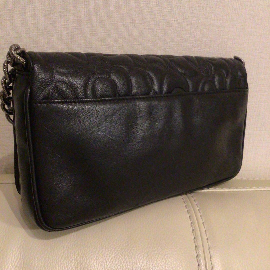 シャネル　カメリア　パーティーバッグ　チェーンウォレット　黒　アクセサリーポーチ