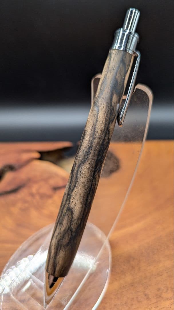 573極上　黒柿　孔雀杢　木軸シャーペン　ボールペン