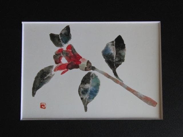 片岡鶴太郎、【椿】、希少な額装用画集より、美品、日本人画家