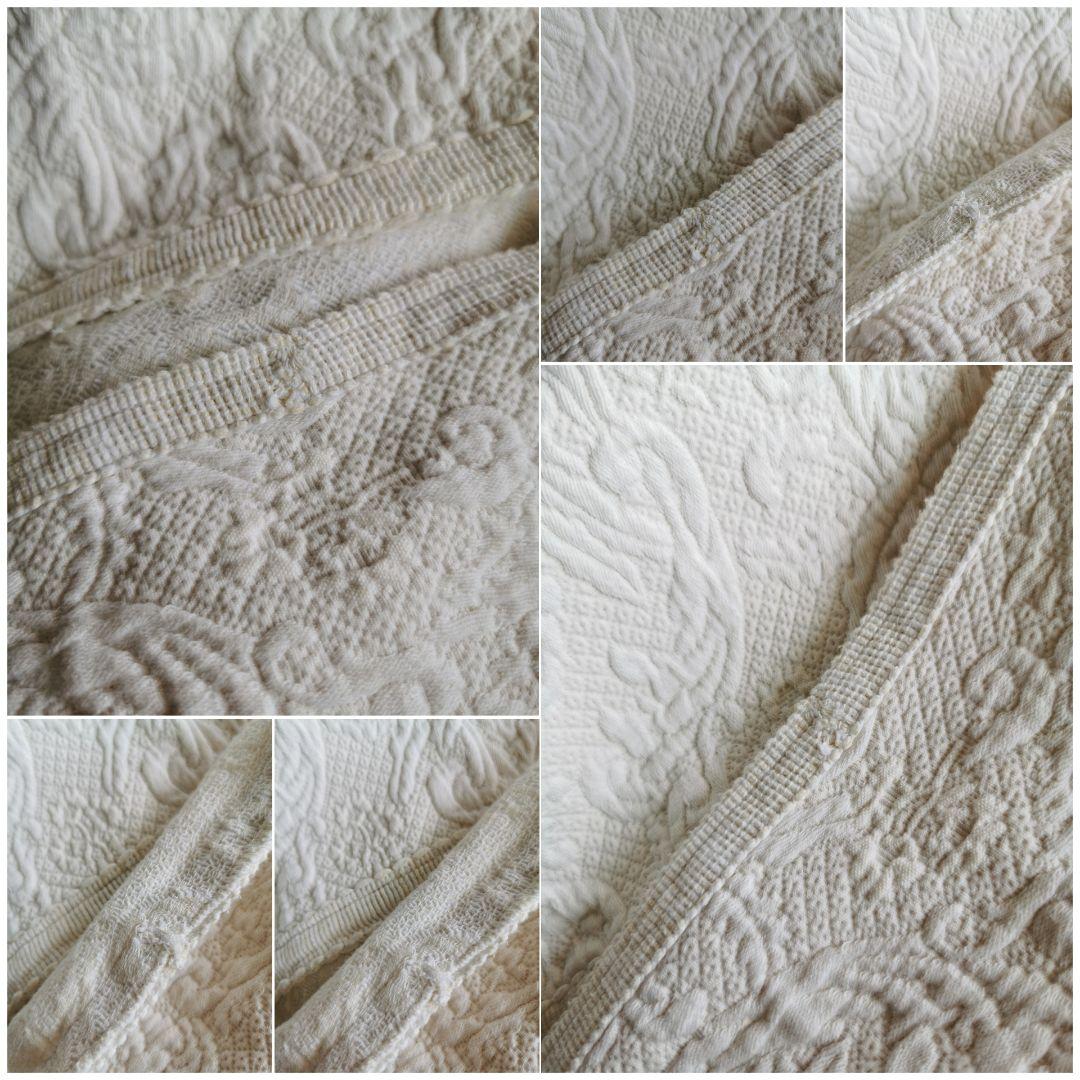 アンティークピケドプロヴァンス 百合風草花紋様スロー エンボス花織大判スプレッド