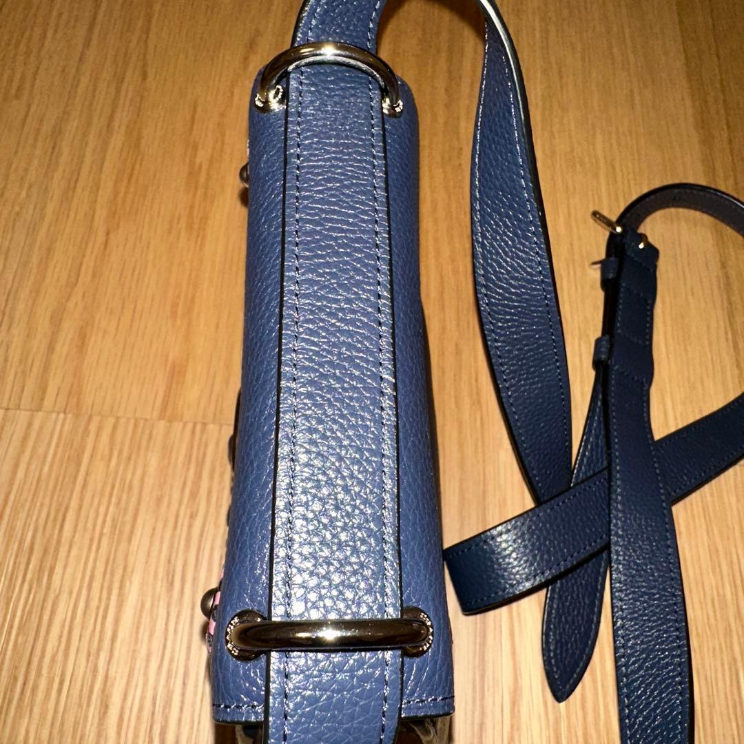 Coach ネイビーレザーショルダーバッグ