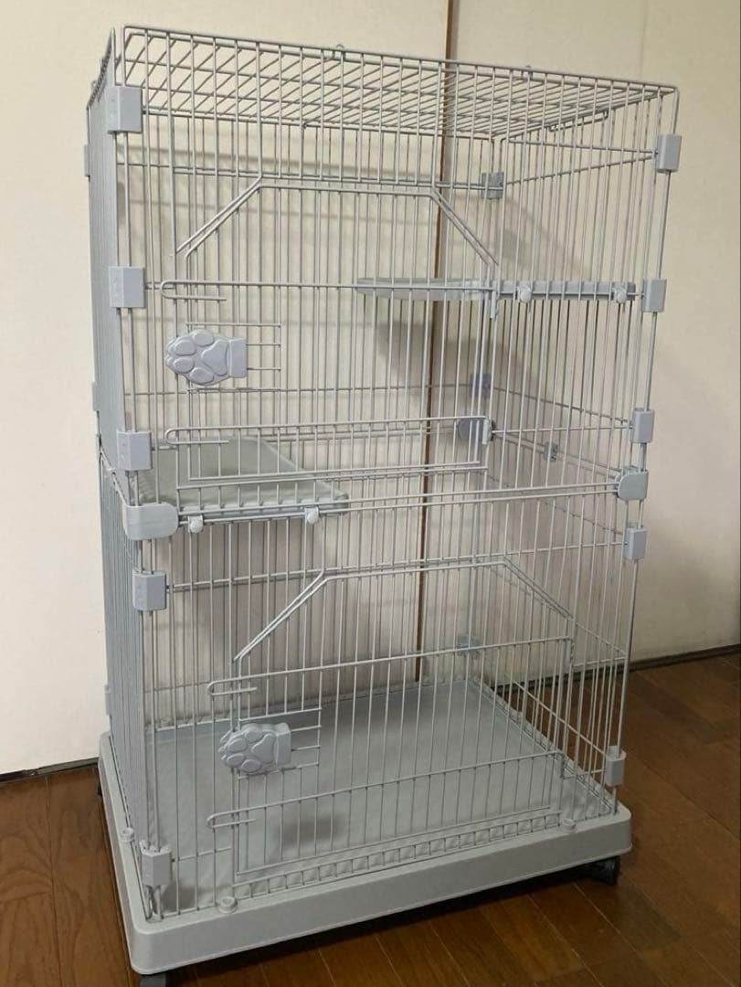 美品キャットケージ2段　キャスター付き