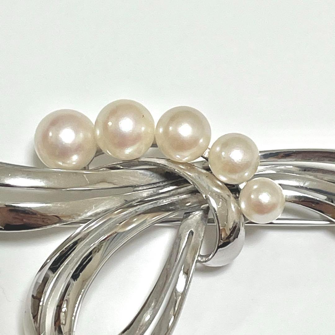 美品✨皇室御用達 ミキモト 本真珠 パール ブローチ アコヤ 5粒 2way