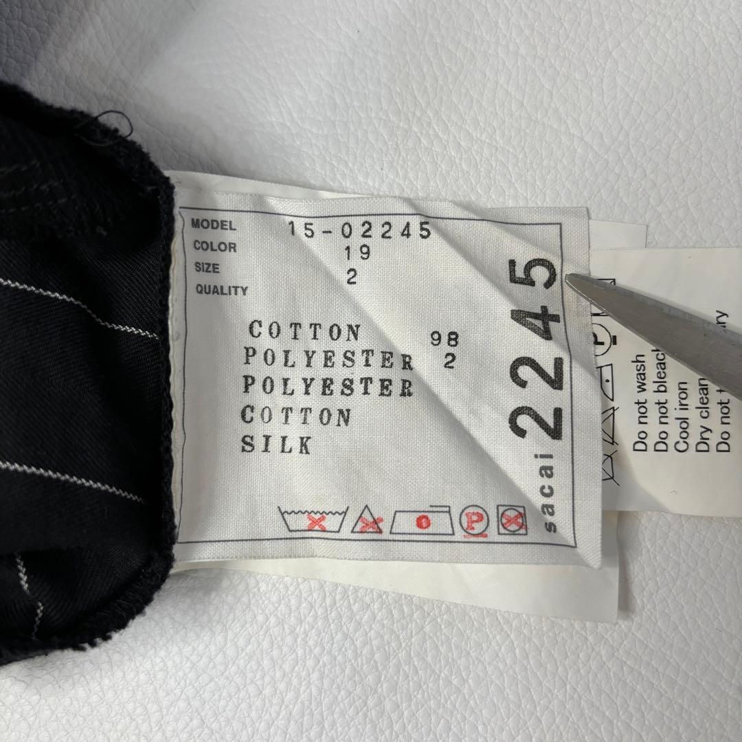 sacai ハーフパンツ ショートパンツ プリーツ　ドッキング　ストライプ　2