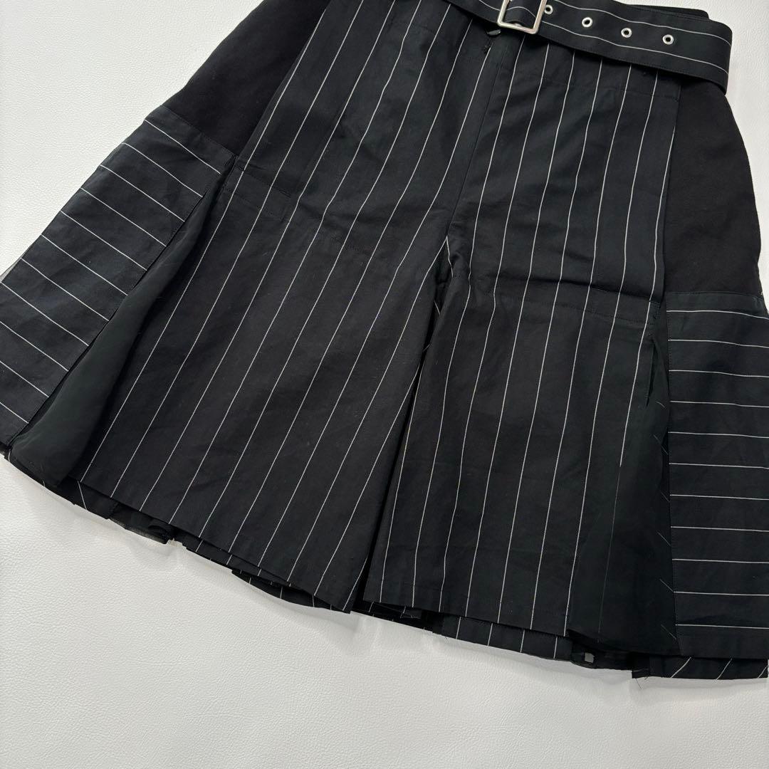sacai ハーフパンツ ショートパンツ プリーツ　ドッキング　ストライプ　2