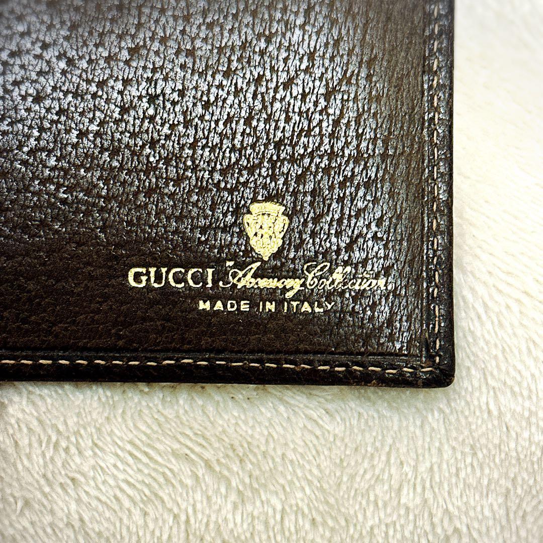 希少 オールドグッチ 二つ折り財布 シェリーライン GGスプリーム アクセコ 茶