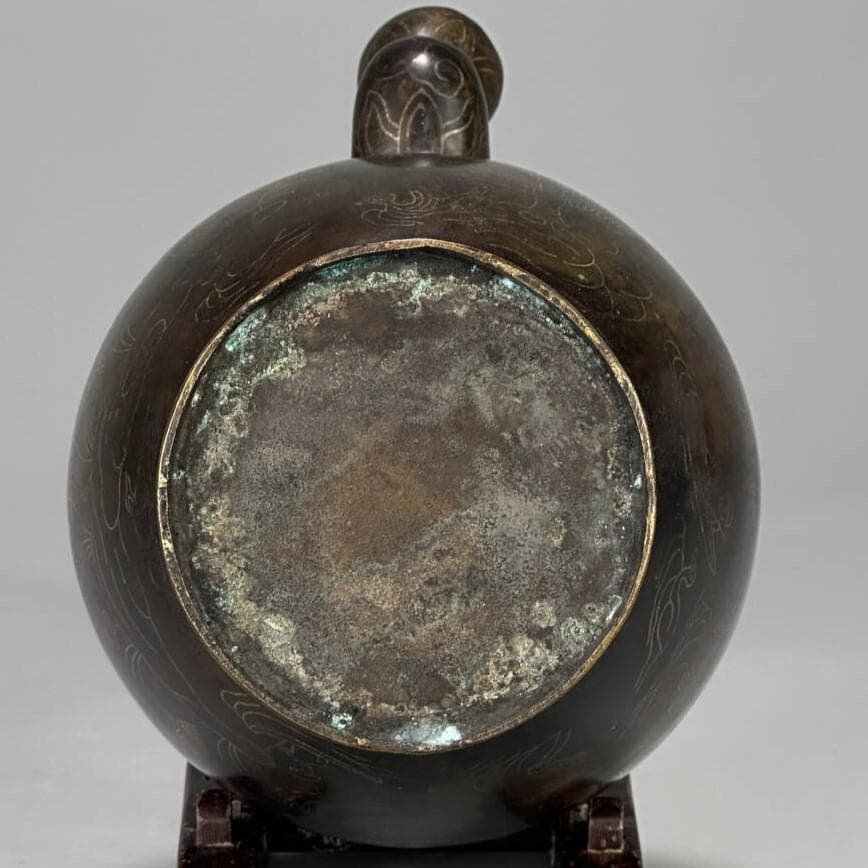 ◆『高麗金銅銀象嵌蒲柳水鳥紋浄瓶』 水瓶◆検）新羅仏 百済仏 高麗仏 仏像