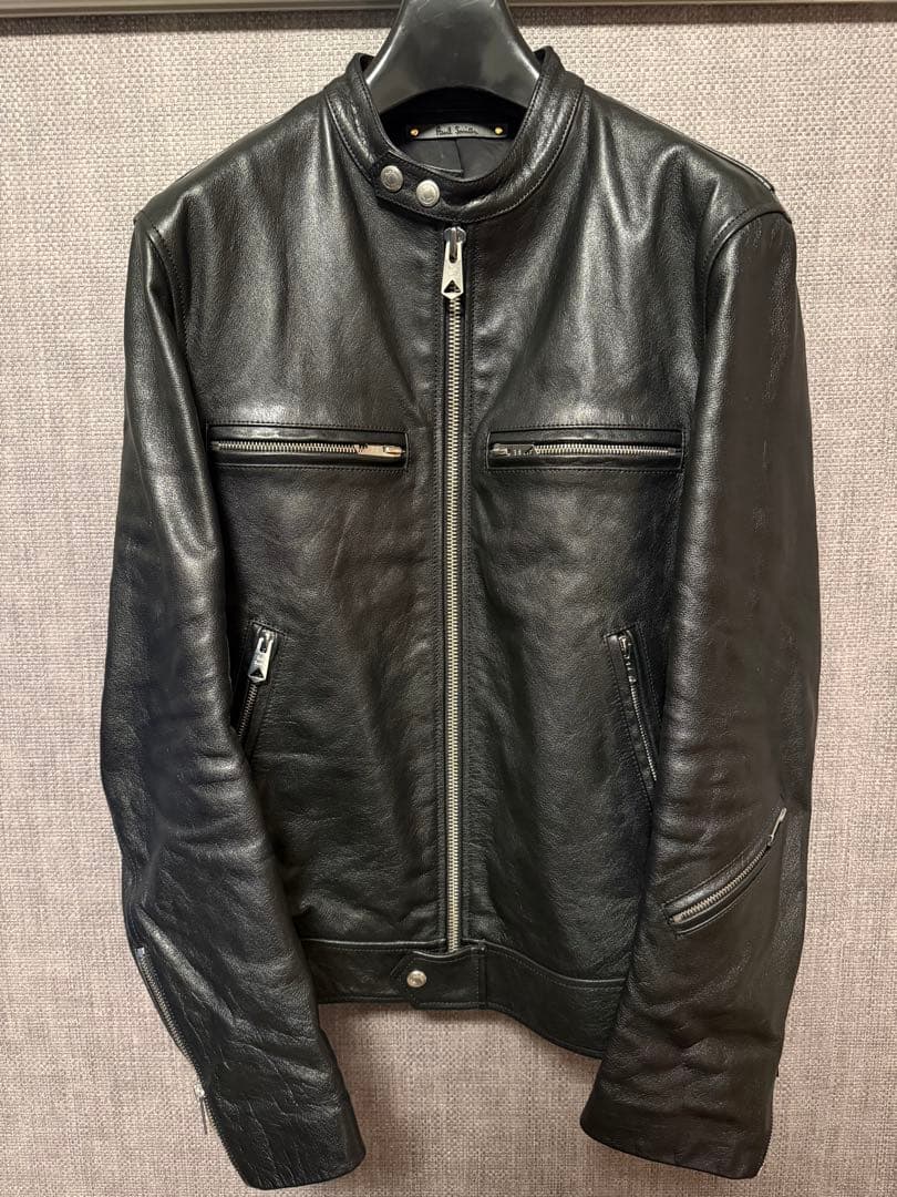 Paul Smith ポールスミス レザージャケット ライダース シングル 黒