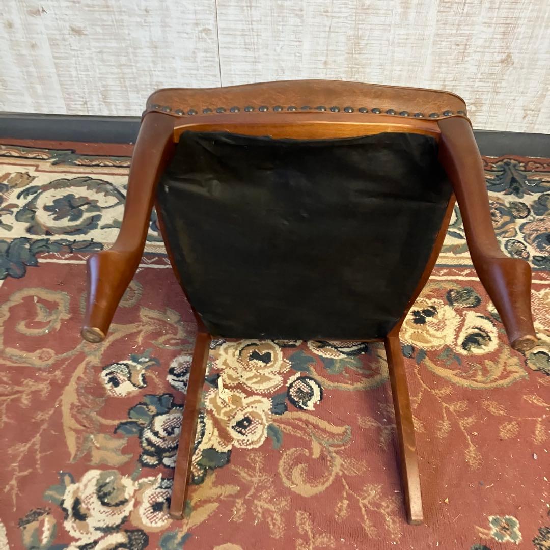 ⑥北欧レトロ マルニ木工 木製椅子 鋲打ちダイニングチェア ロビーチェア 古家具