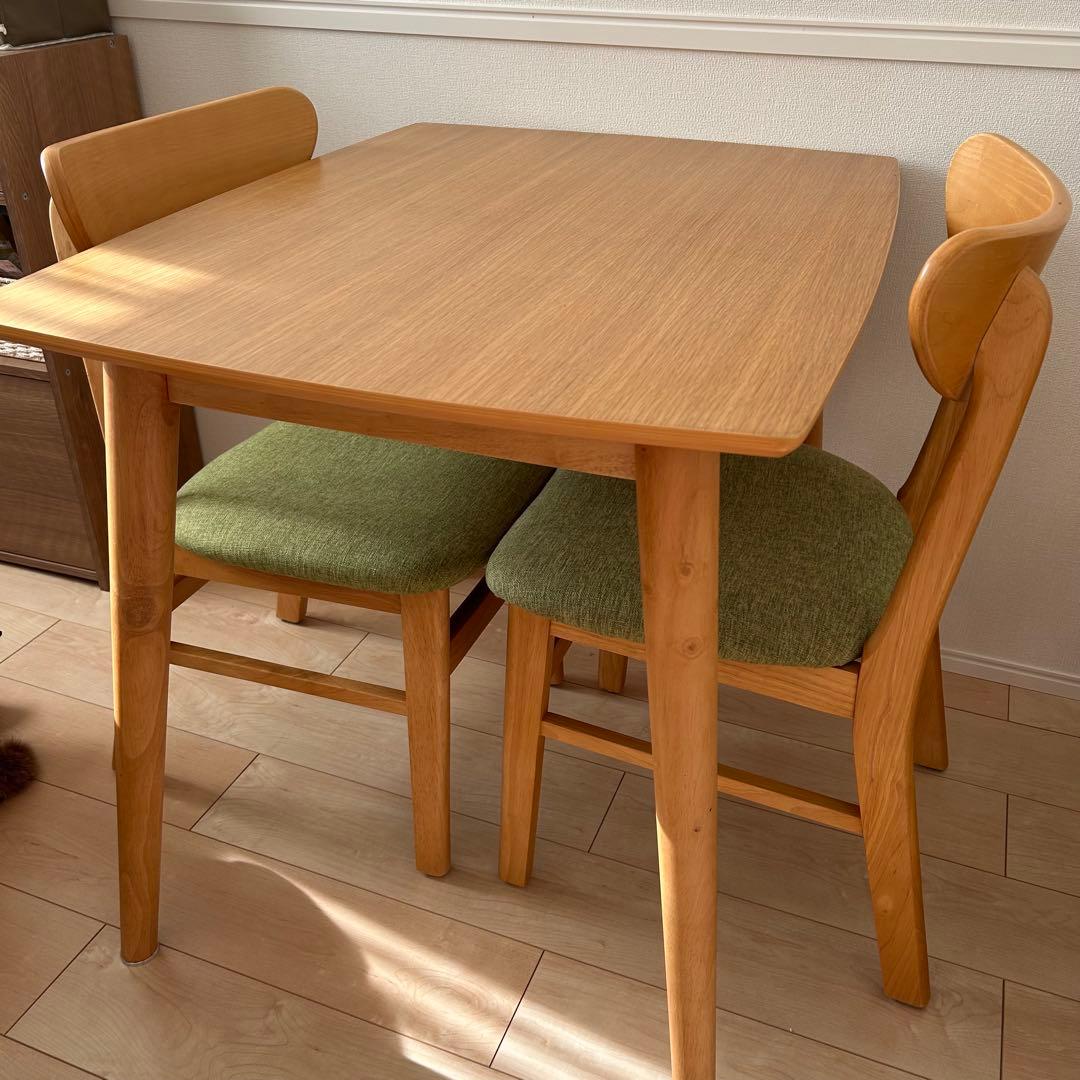 【群馬近郊】　ダイニングテーブル　イス　3点セット　1〜2人用　コンパクト