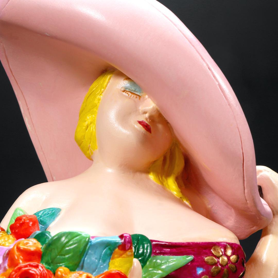 ★超レア！ヒロ・ヤマガタ ブロンズ像 『春風』薔薇の花束とパリジェンヌ1988