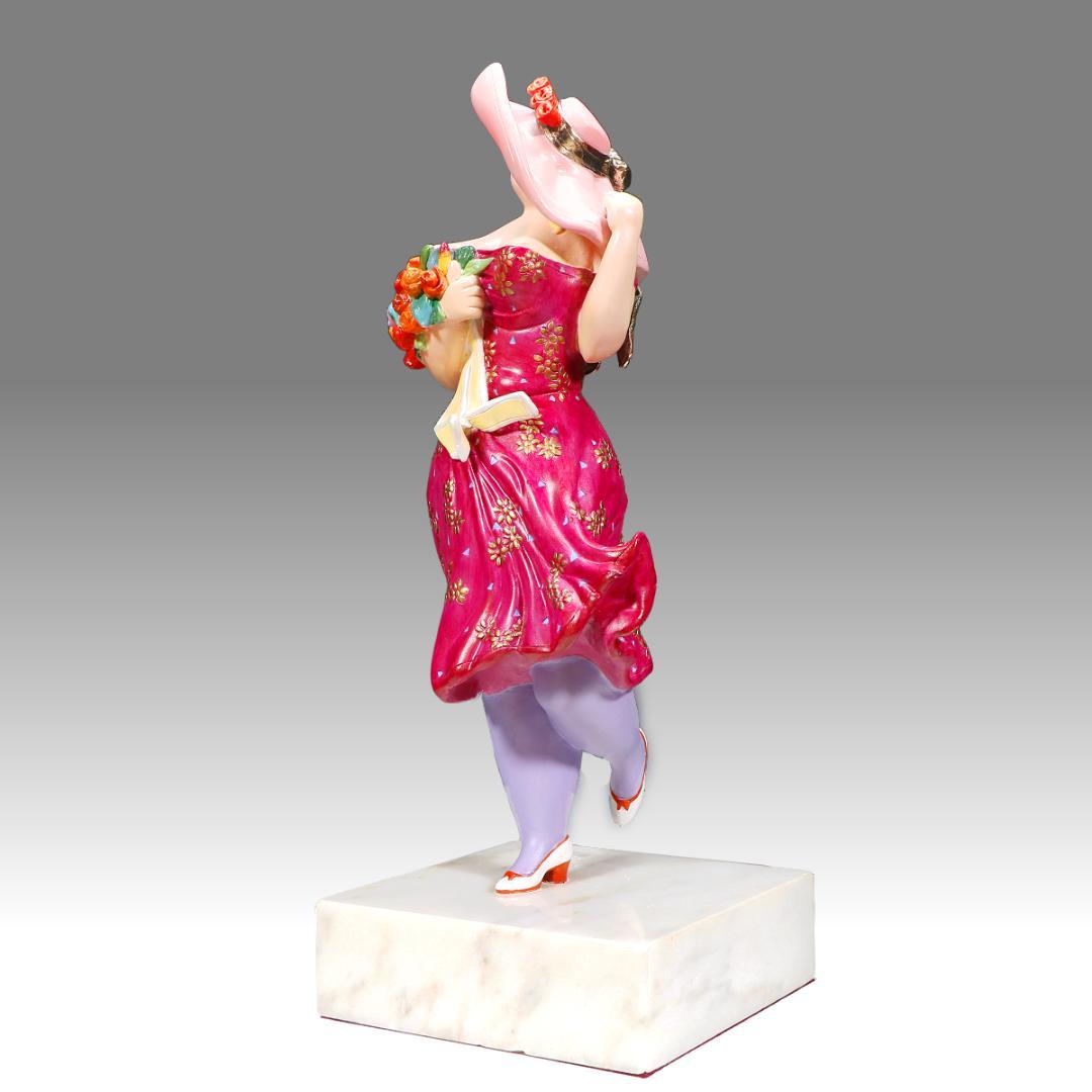 ★超レア！ヒロ・ヤマガタ ブロンズ像 『春風』薔薇の花束とパリジェンヌ1988