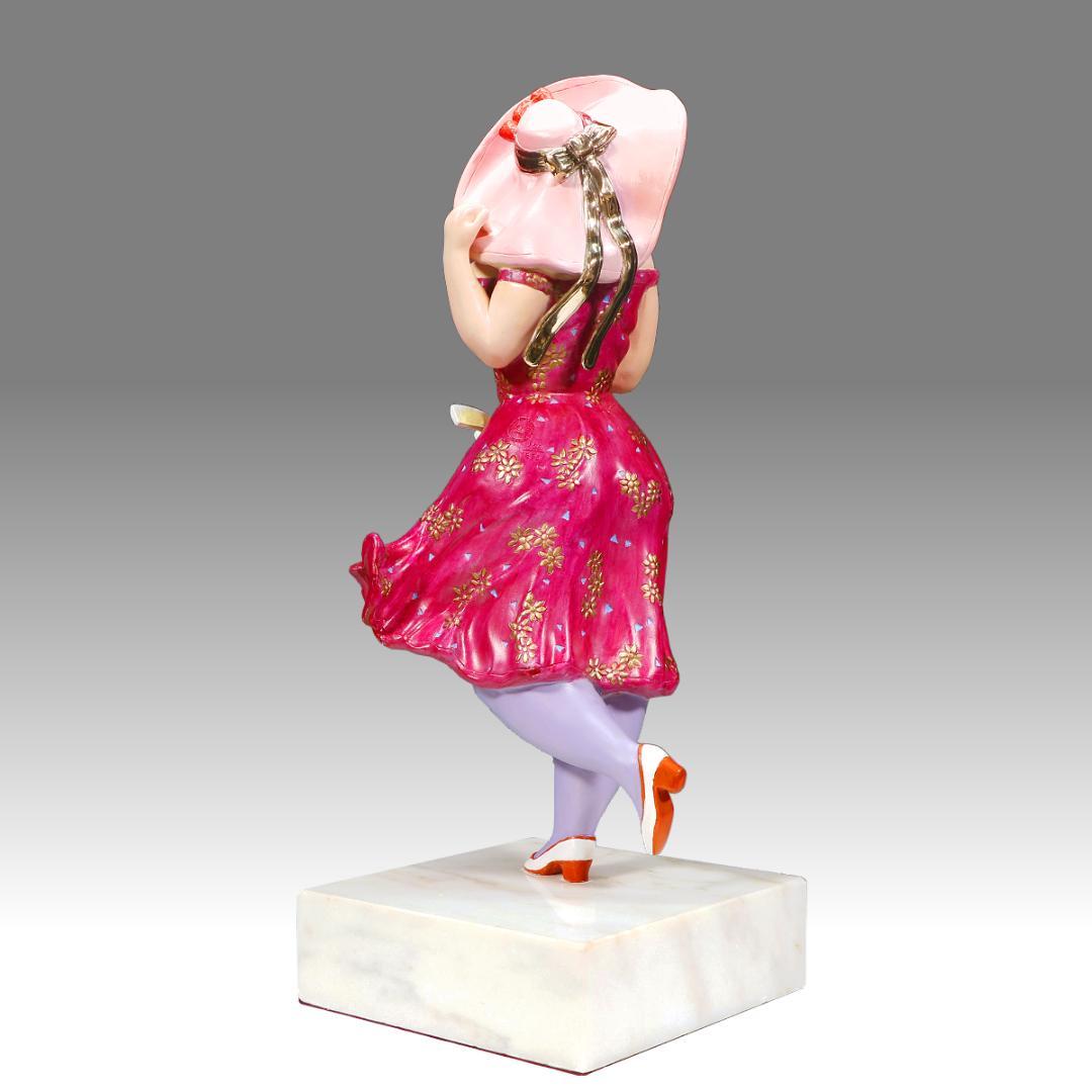 ★超レア！ヒロ・ヤマガタ ブロンズ像 『春風』薔薇の花束とパリジェンヌ1988