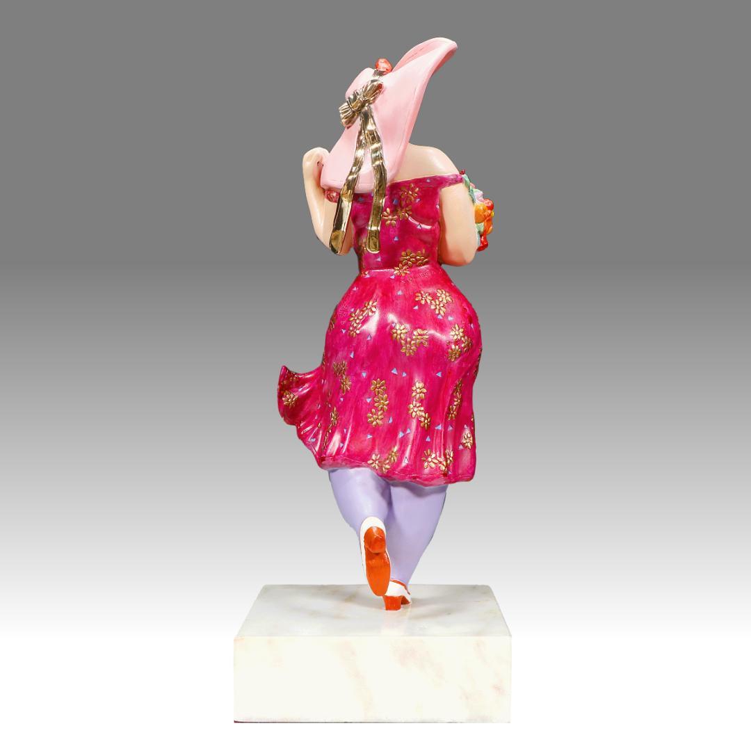 ★超レア！ヒロ・ヤマガタ ブロンズ像 『春風』薔薇の花束とパリジェンヌ1988