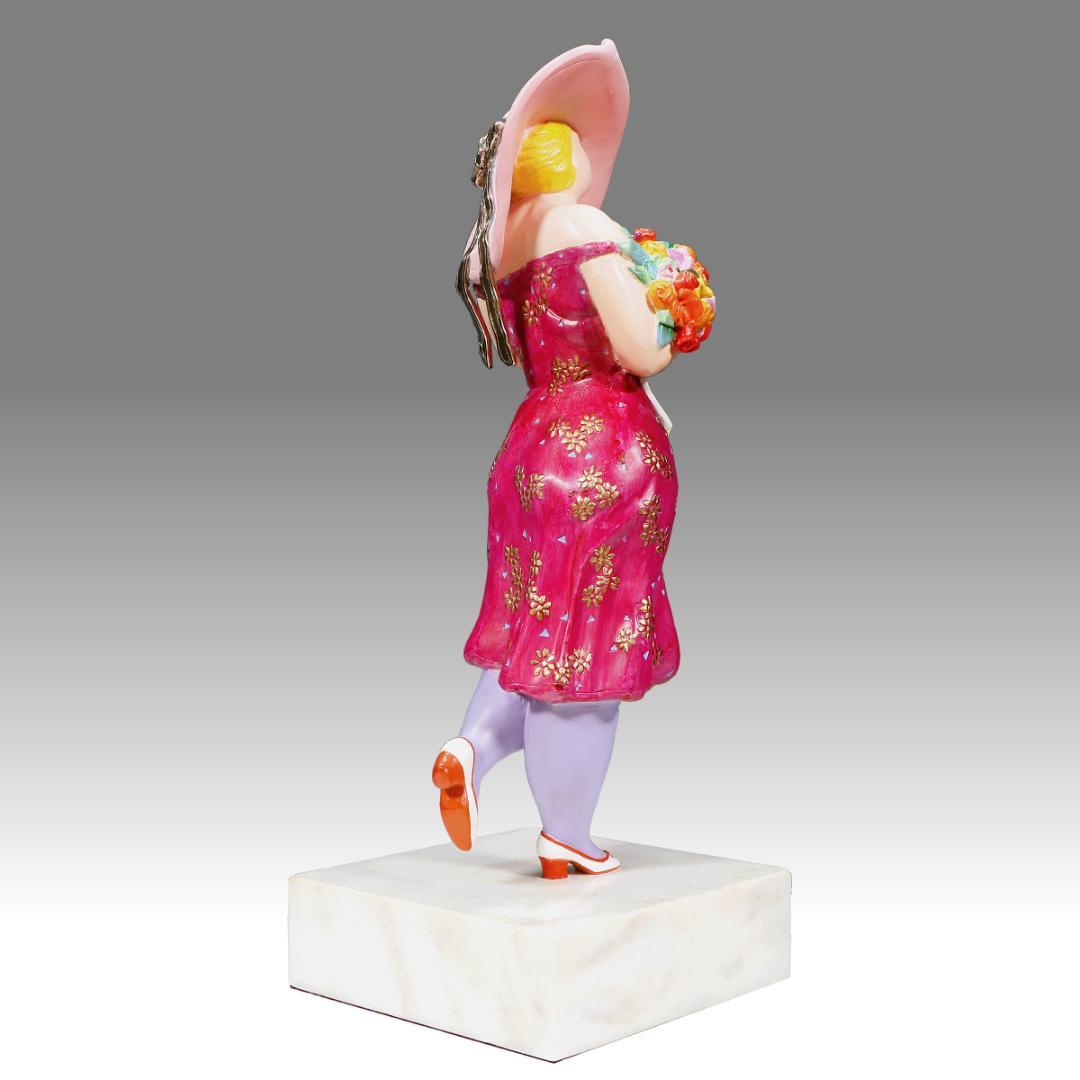 ★超レア！ヒロ・ヤマガタ ブロンズ像 『春風』薔薇の花束とパリジェンヌ1988