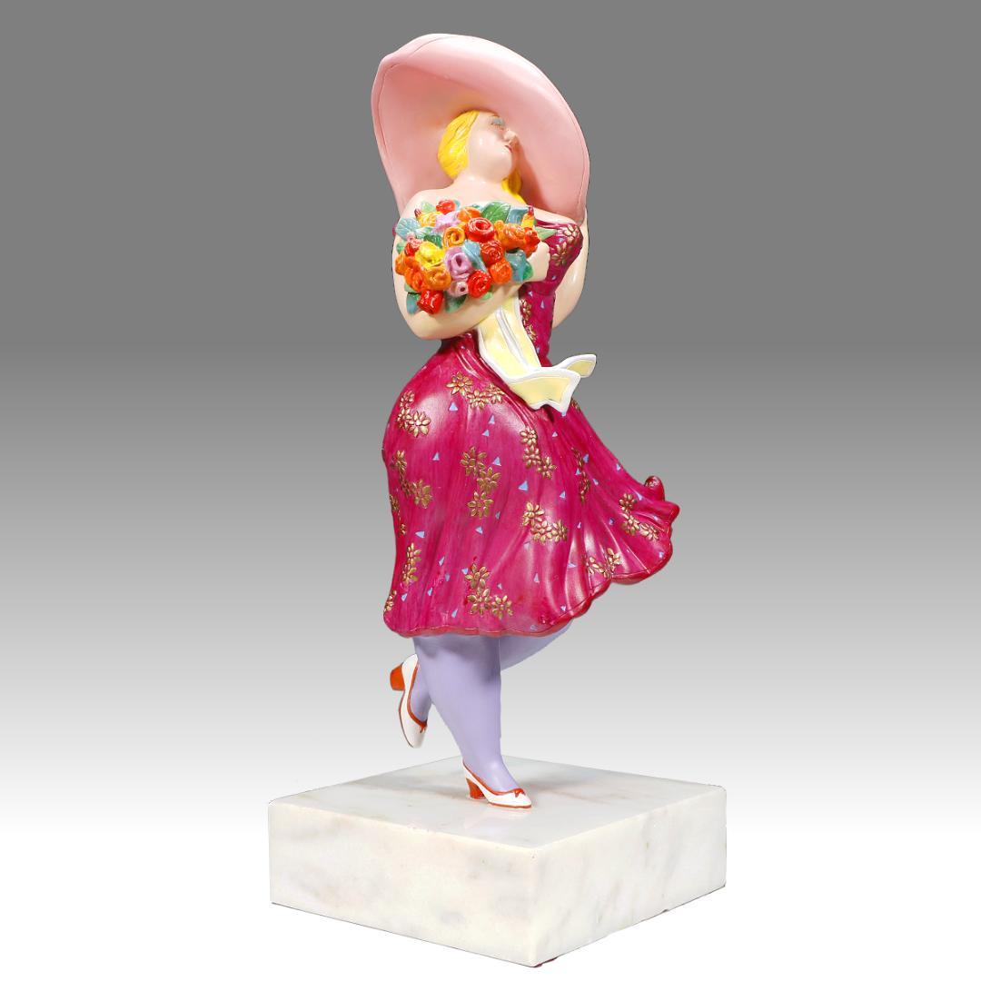 ★超レア！ヒロ・ヤマガタ ブロンズ像 『春風』薔薇の花束とパリジェンヌ1988