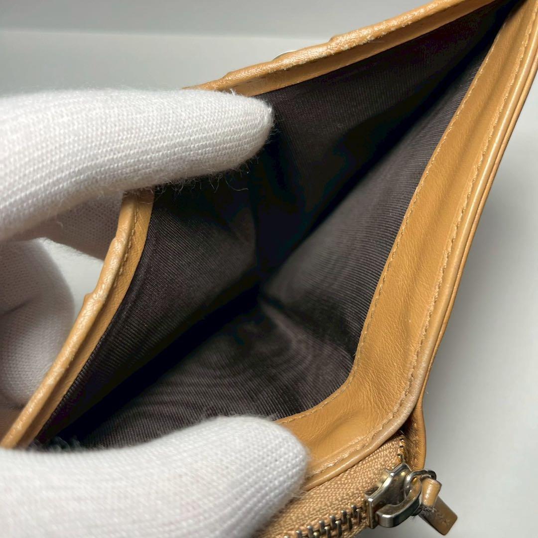 GUCCI グッチ シマ GG柄 二つ折り財布 ラウンドファスナー ブラウン