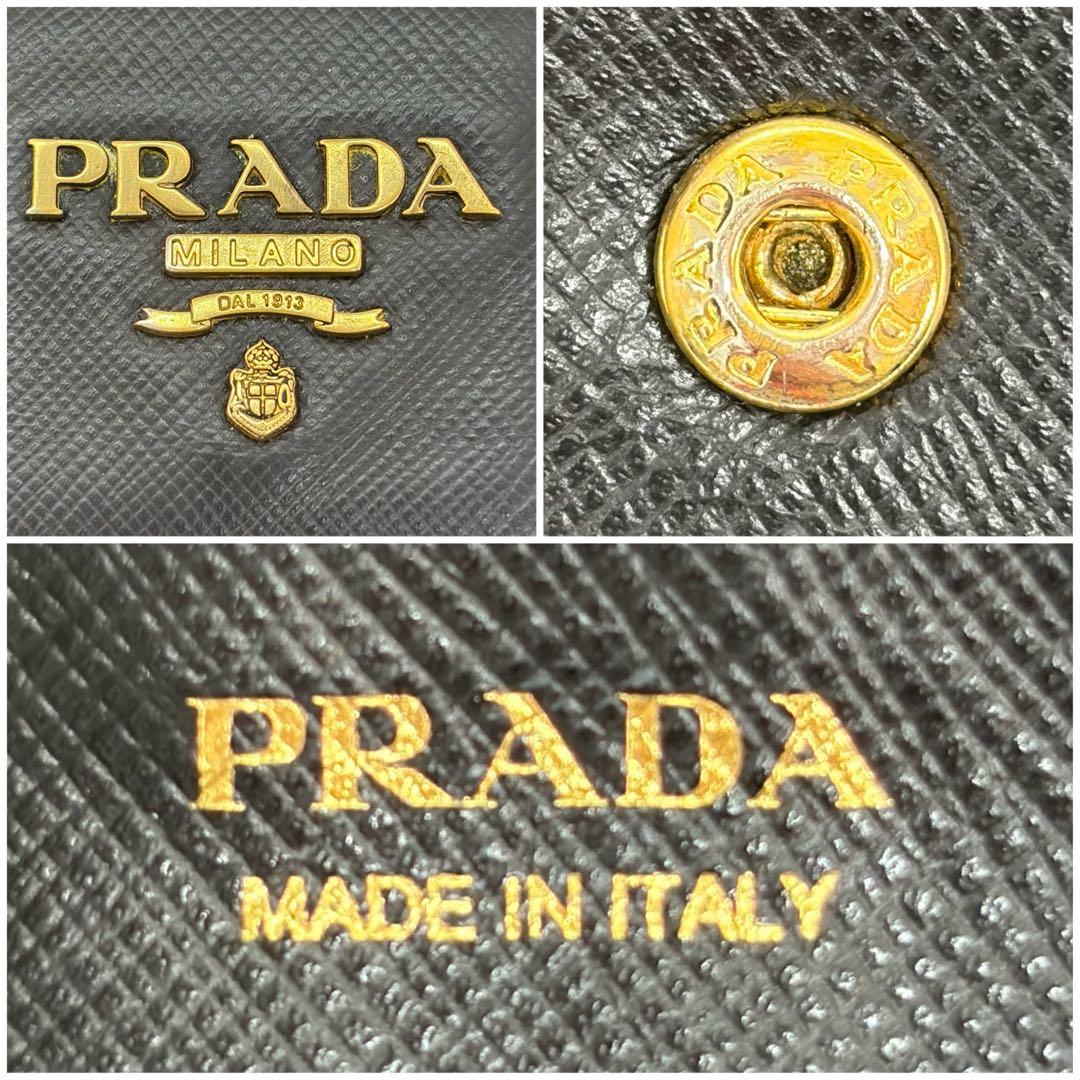 美品✨️プラダ 長財布 折り財布 レザー サフィアーノ ブラック 金ロゴ