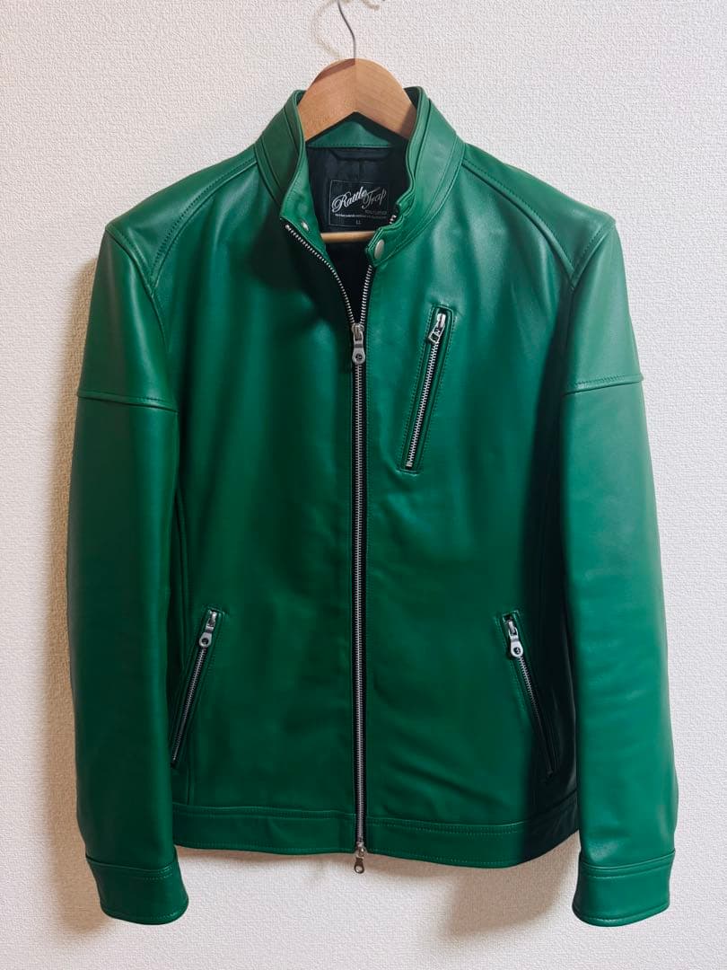 こ*迎様 【美品】ラトルトラップ シングルライダース LL 羊革 緑 シープレザ