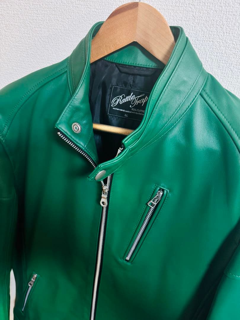 こ*迎様 【美品】ラトルトラップ シングルライダース LL 羊革 緑 シープレザ