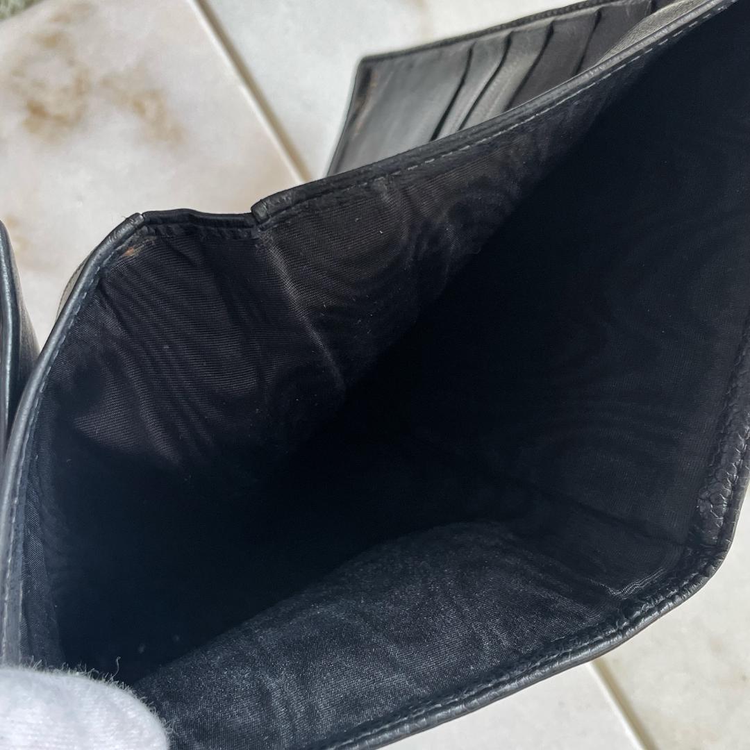 ■599 CHANEL シャネル キャビアスキン かまぐち長財布 黒 ココマーク