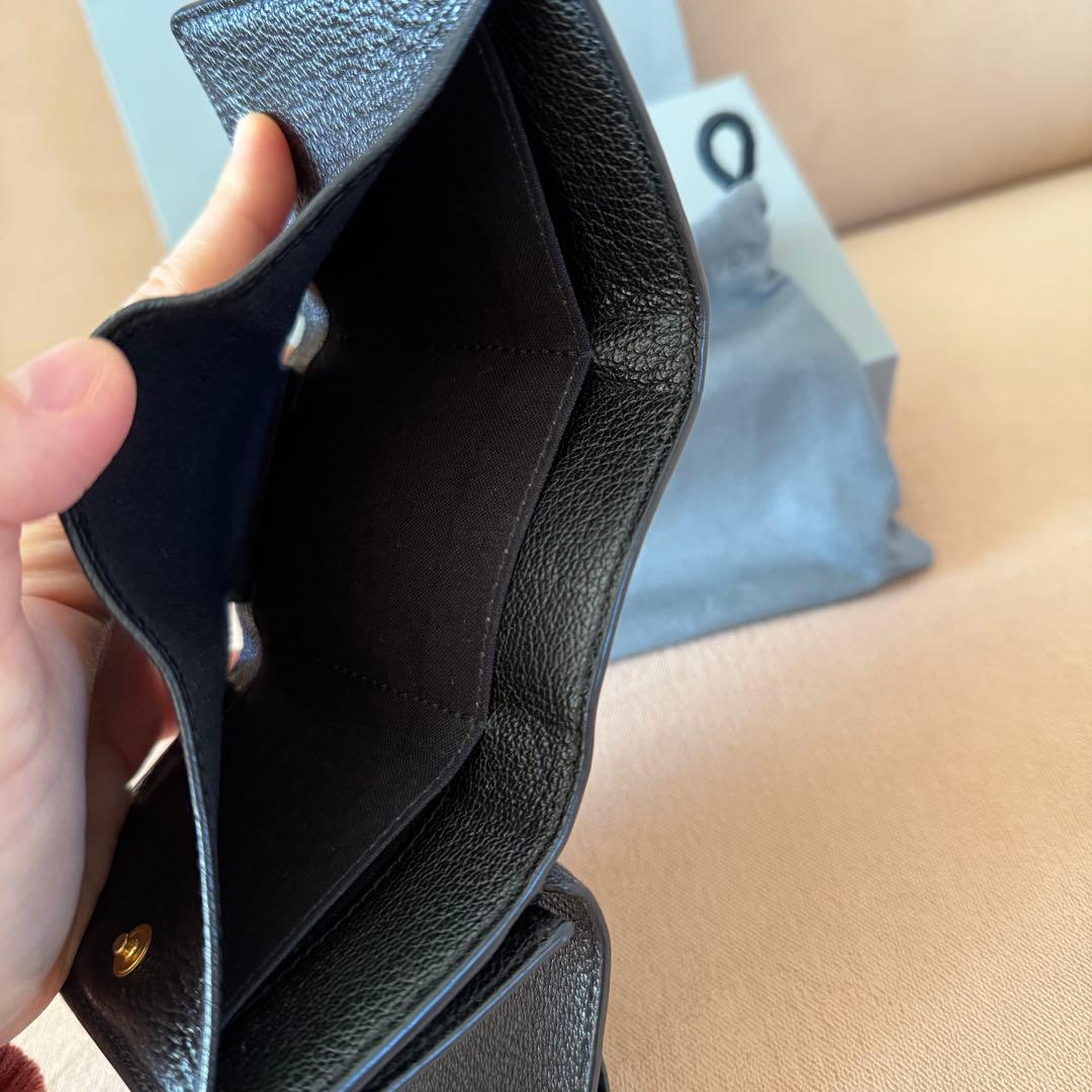 BALENCIAGA ブラックレザー 三つ折り財布