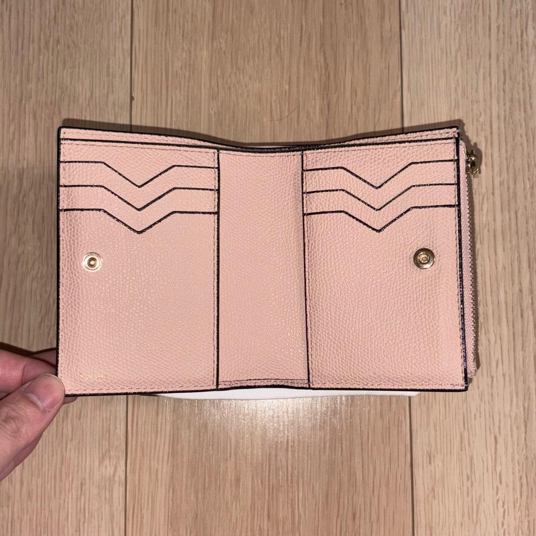 ヴァレクストラ 小銭入れ付き財布 ６カード チークピンク 付属品完備