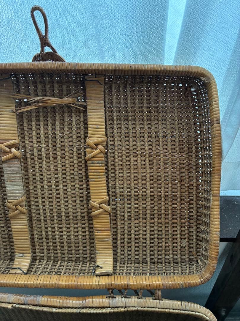 煎茶籠 大正 バスケット 籐編み アンティーク 古道具 籠 antique