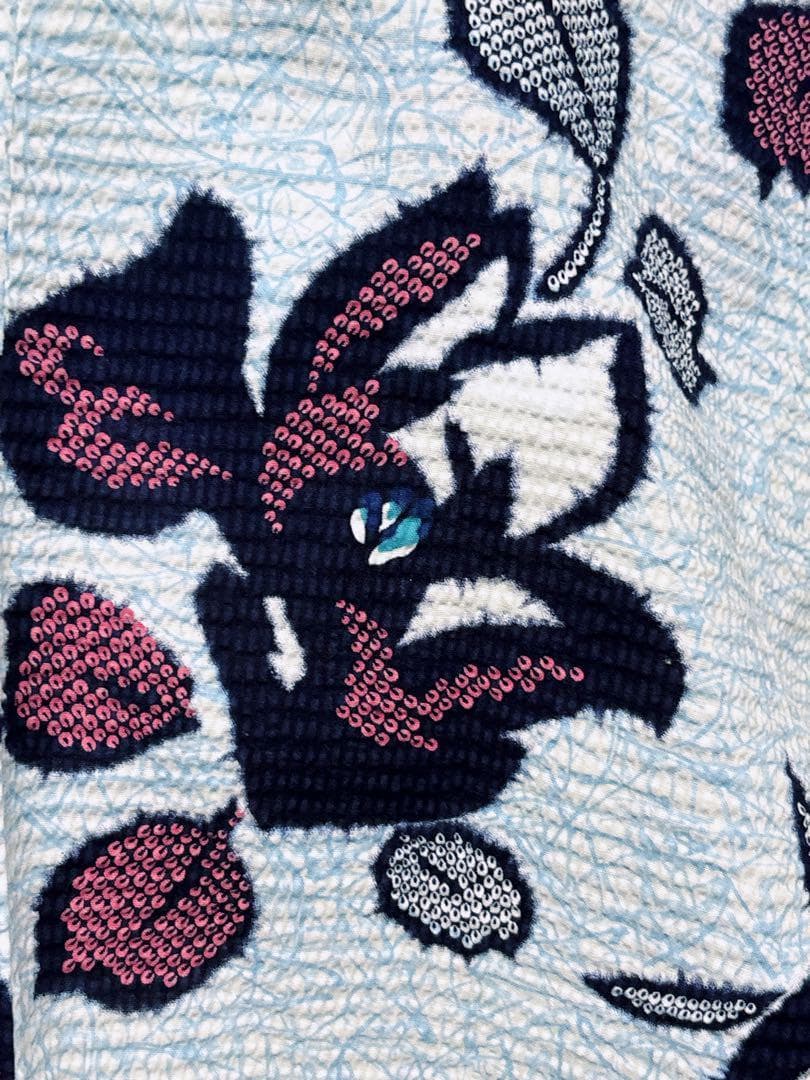 A29 有松鳴海絞り調　美品浴衣 椿　水色　綿