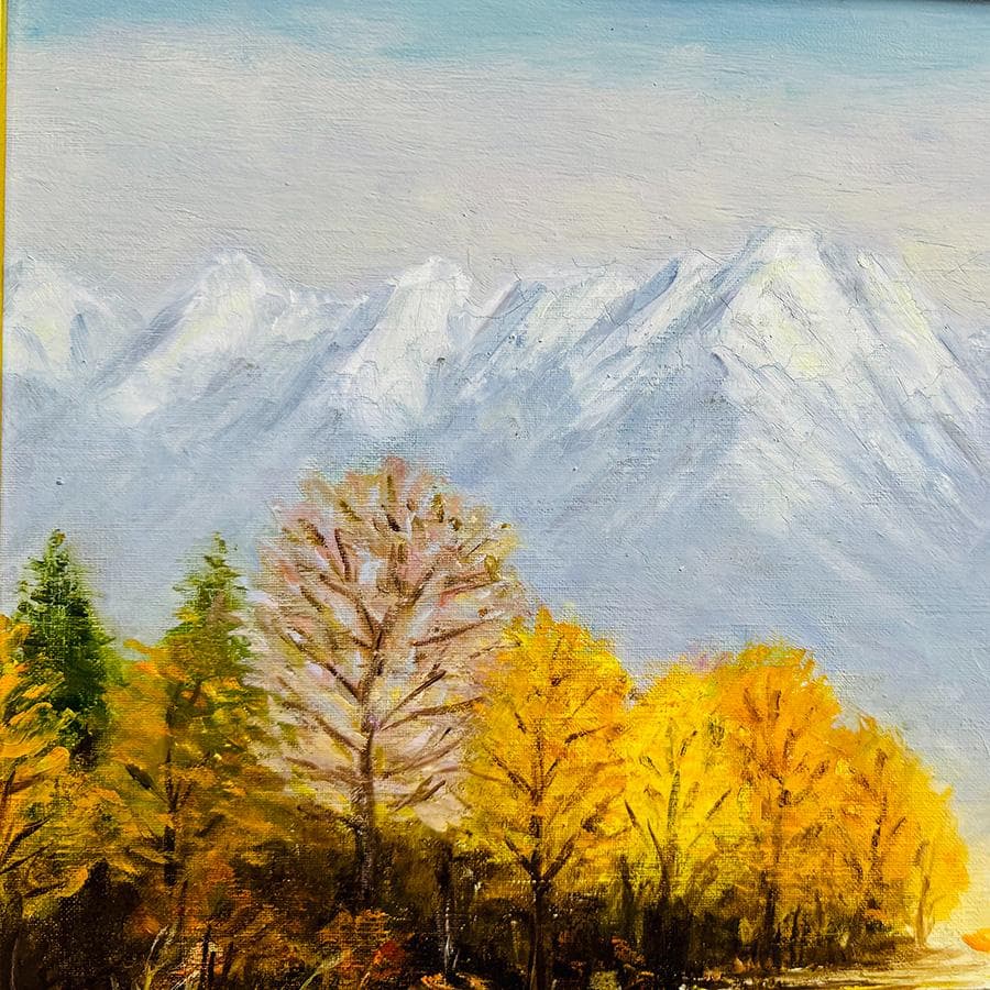 Funaya 画 油絵 F10号 額装油絵絵画 自然風景画 額縦61*横68cm