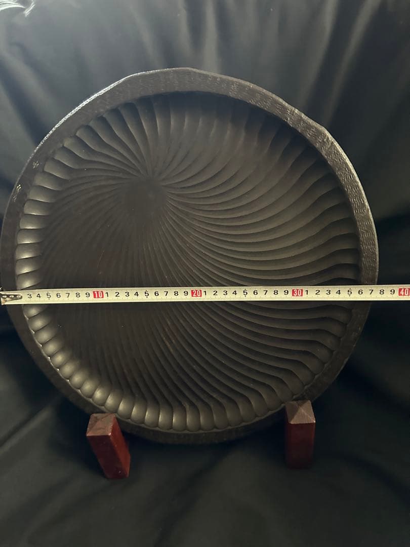 ★木製お盆 手彫り木製トレー/幾何学紋様／アンティーク★