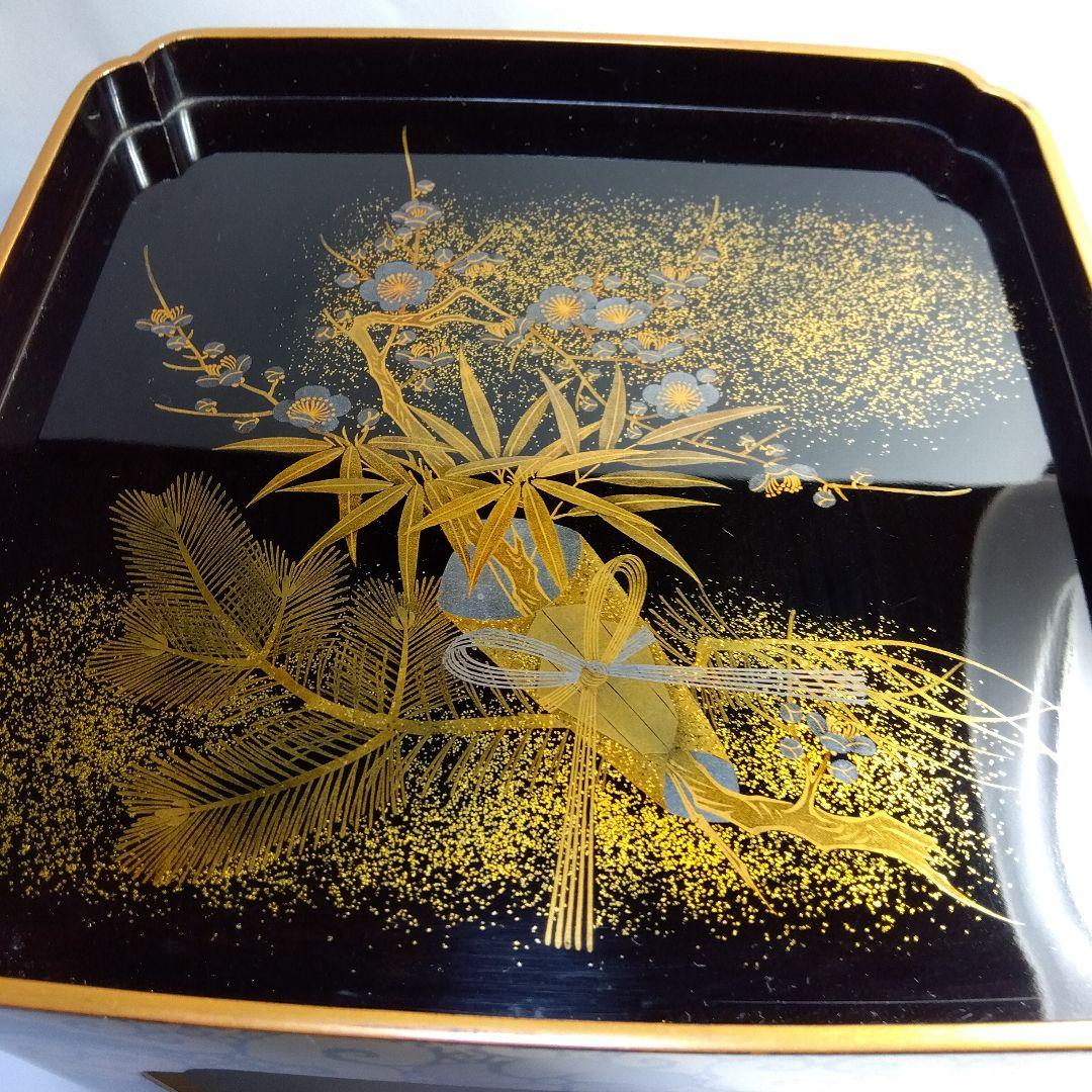 加賀蒔絵　時代祝い盃台　蒔絵松竹文熨斗の図　梨地　共箱　美品