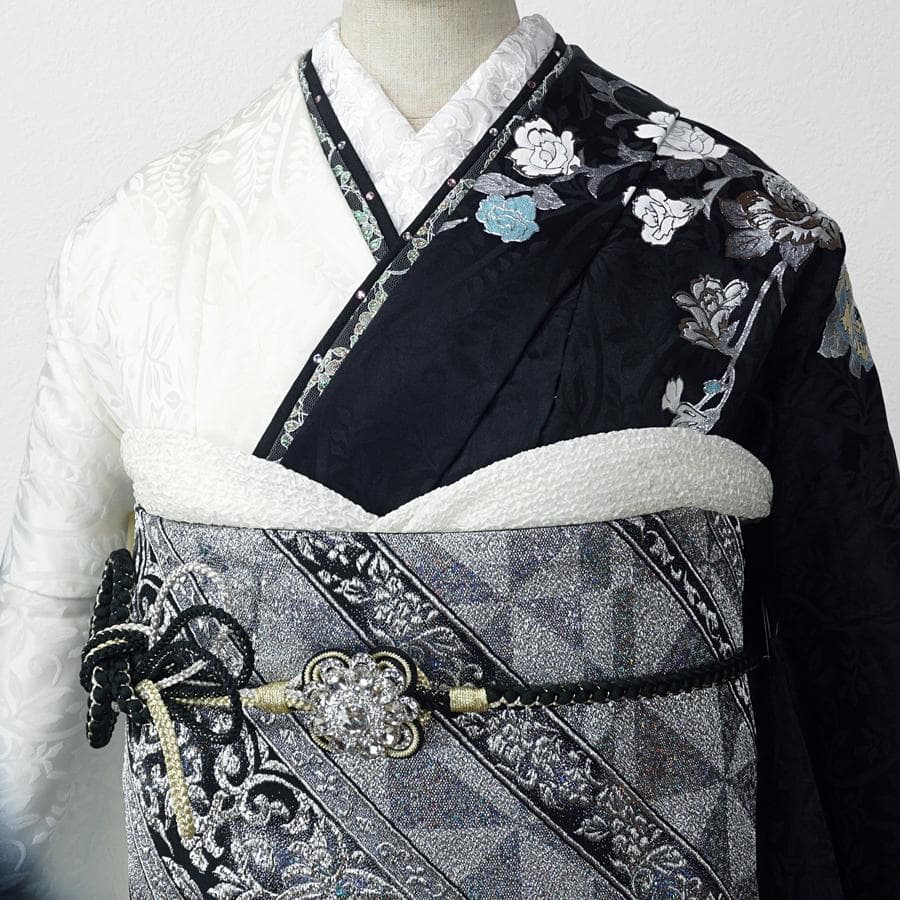 専用　ご予約　振袖　プレミアムゴールド　関芳　未仕立て　仮絵羽　薔薇　黒　銀