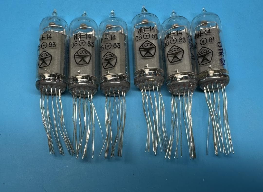 【点灯確認済】ニキシー管 IN-14 新古品 6本 全数字、コンマ、全管点灯確認