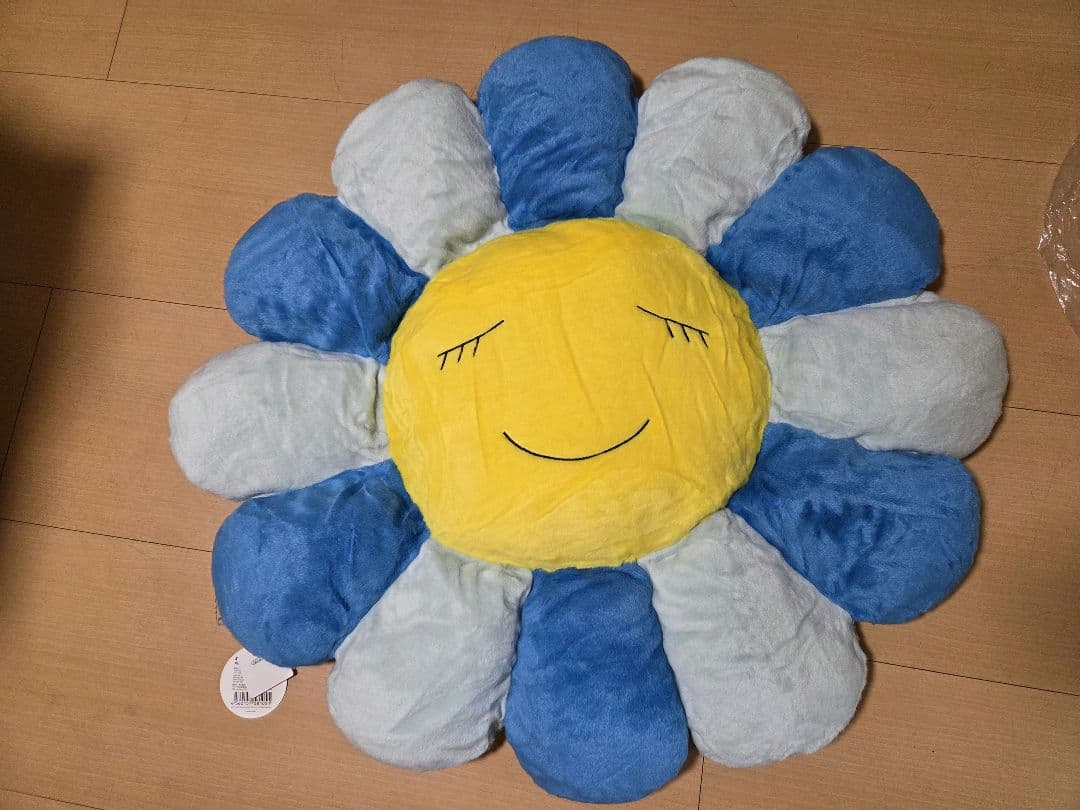 村上隆　約1m　カイカイキキ　お花クッション フラワー　花 ブルー　約1m