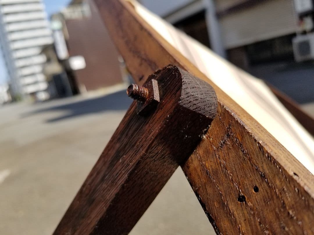 1960年代　ヴィンテージ　縞柄　帆布　オーク材　ストライプ　ロッキングチェア