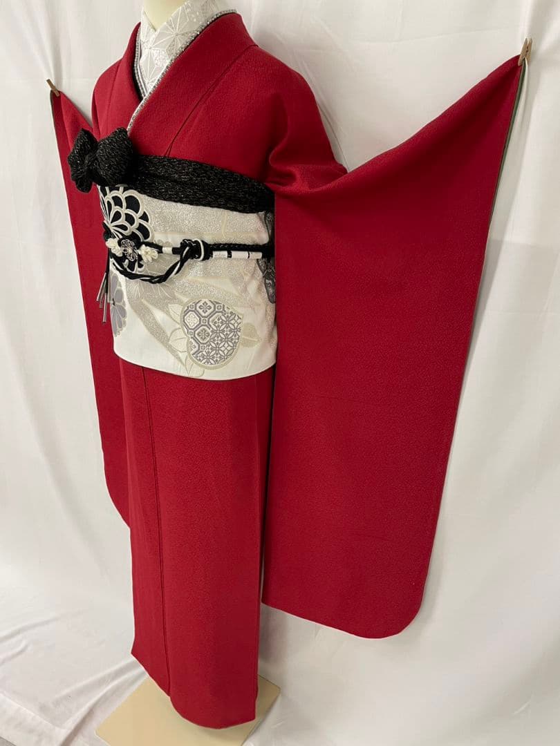 売約済み【Retoro -Modern】★★正絹　無地　振袖5点セット★★