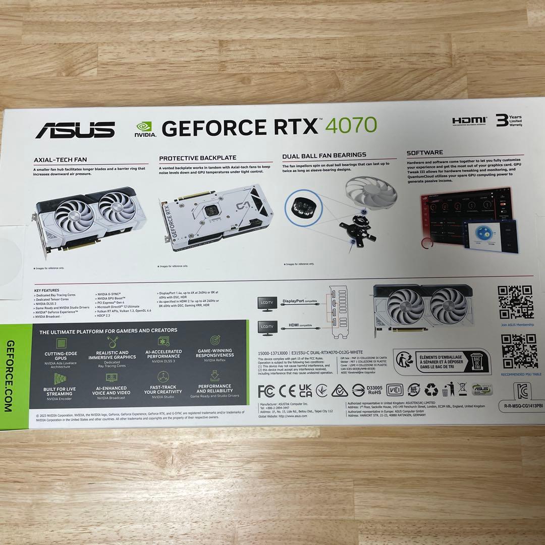 新品未開封ASUS GeForce RTX 4070 OC Edition