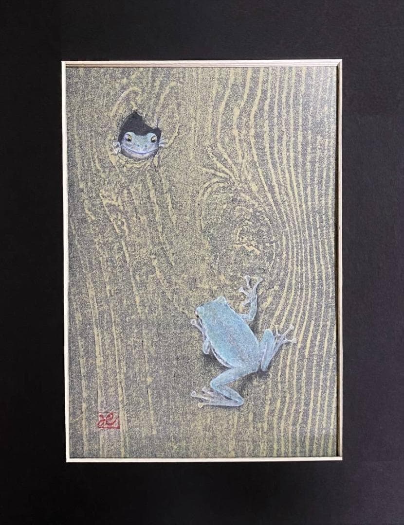 三繩健、【Hello！】、希少な額装用画集より、新品額装付、状態良好