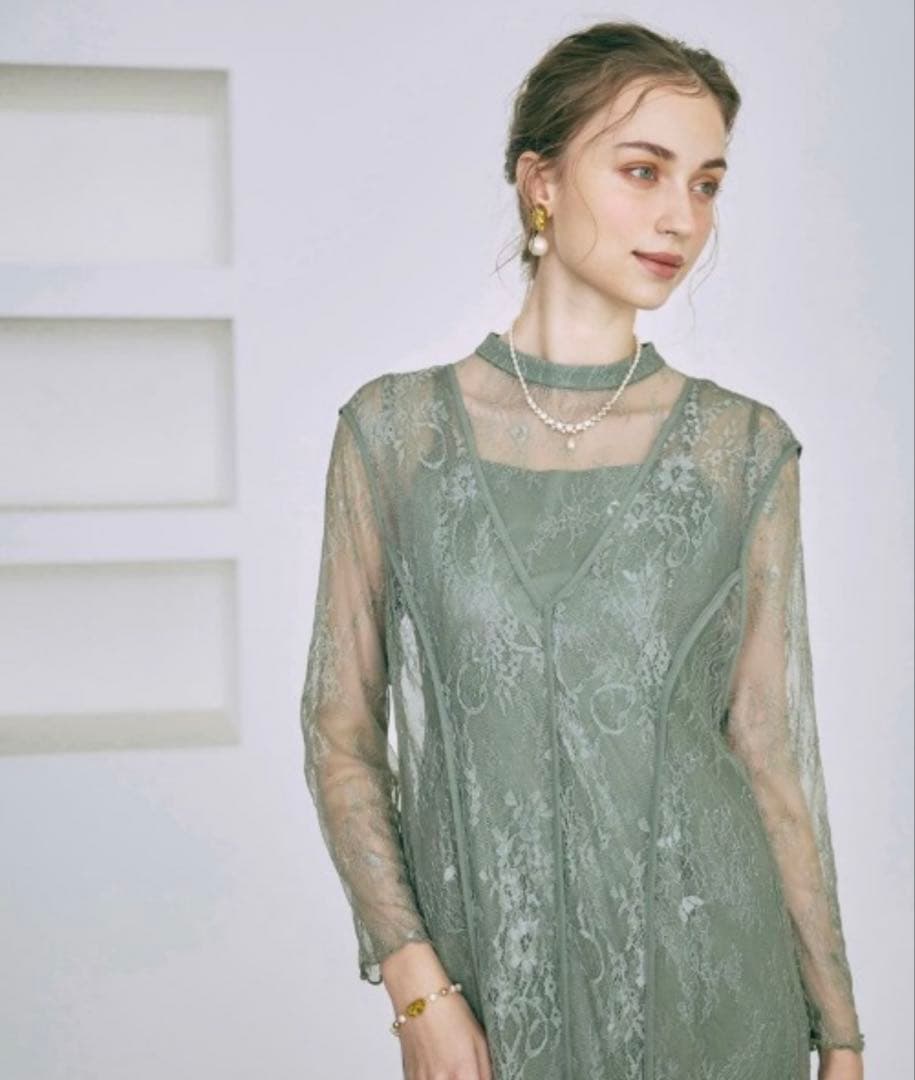 Dorry Doll グリーン レース ロングドレス Mサイズ