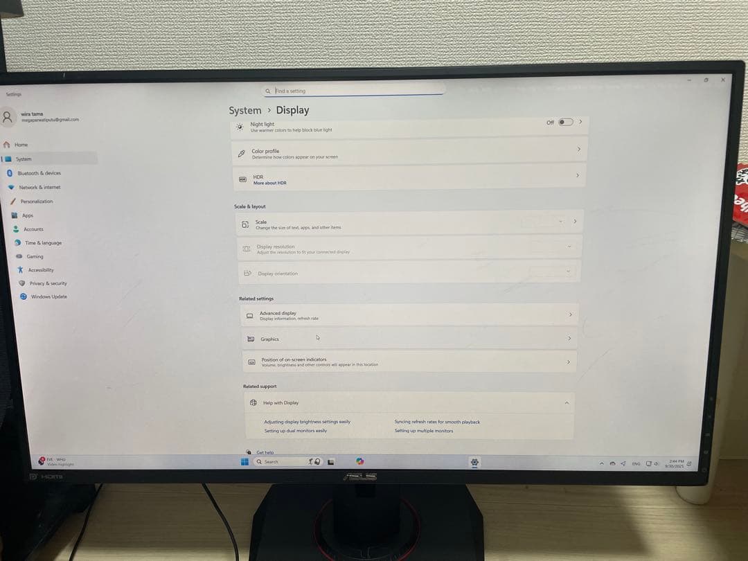 ASUS TUF Gaming VG27A 27インチモニター144hz