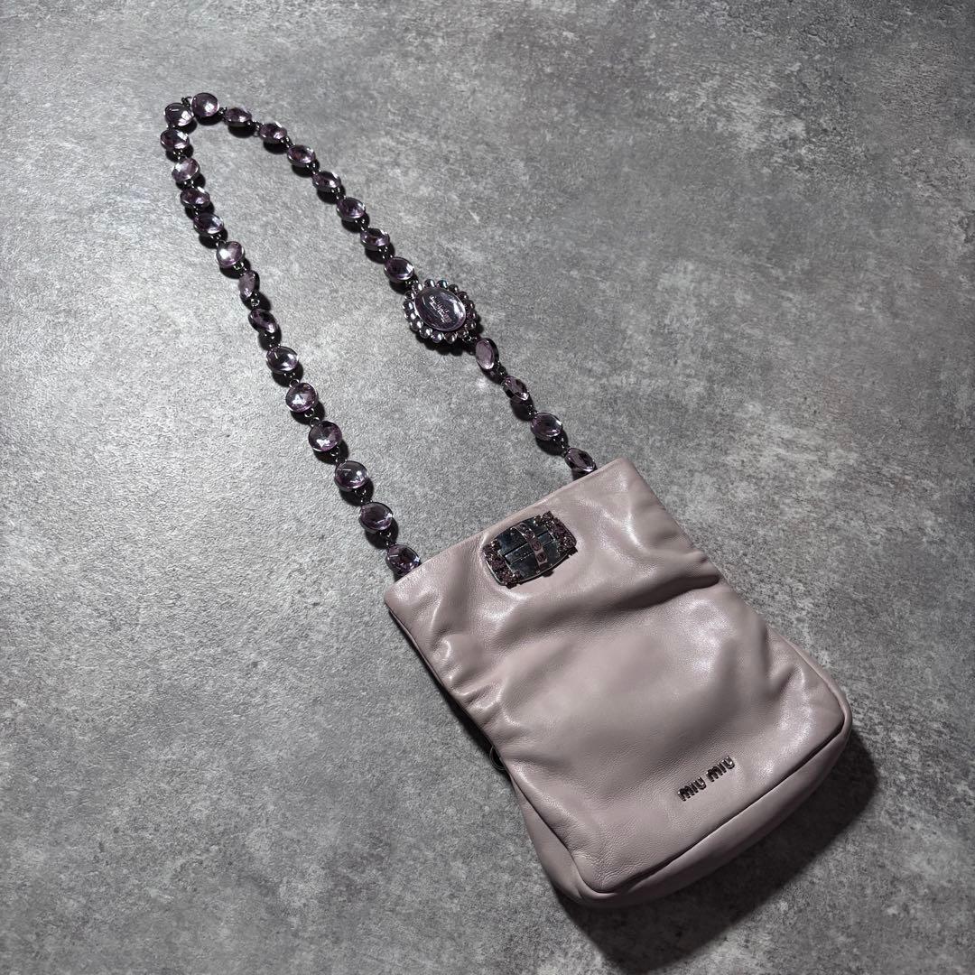 バッグ Miu Miu Chain Beaded Shoulder Bag Clutch