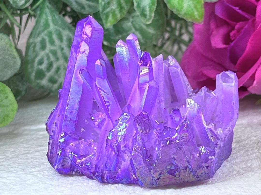 チャネリング✨　パープル　オーラ水晶　クリスタル　クラスター　原石