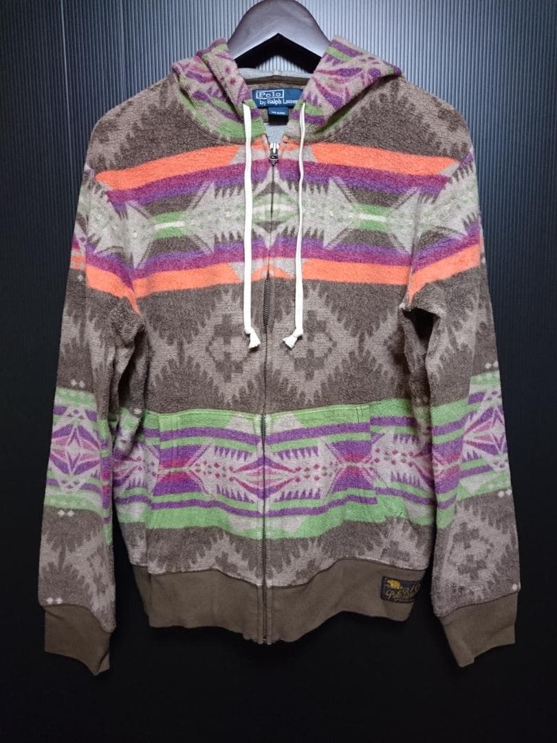 美品 ポロ ラルフローレン ネイティブ柄 L ジップアップ パーカー RRL