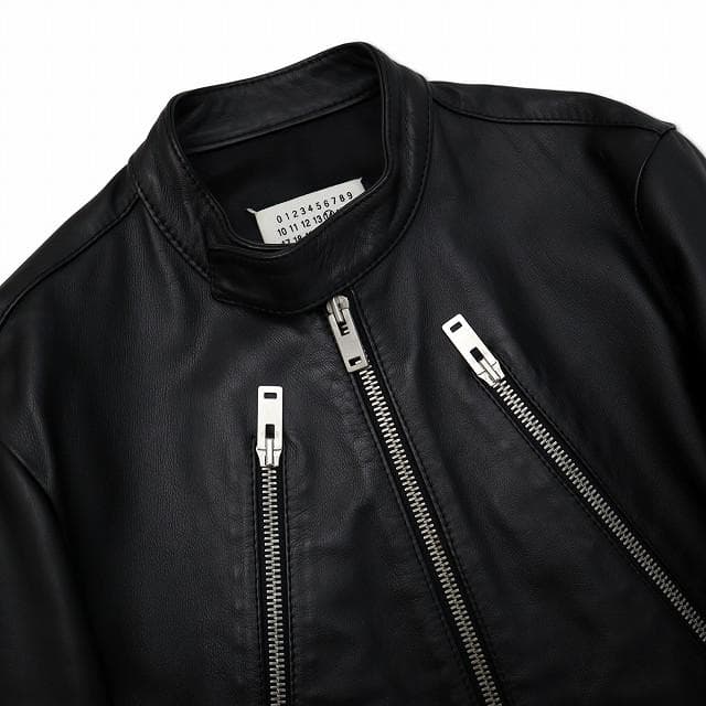 メゾンマルジェラ 14 レザー 5ジップ 8の字 ライダースジャケット 46