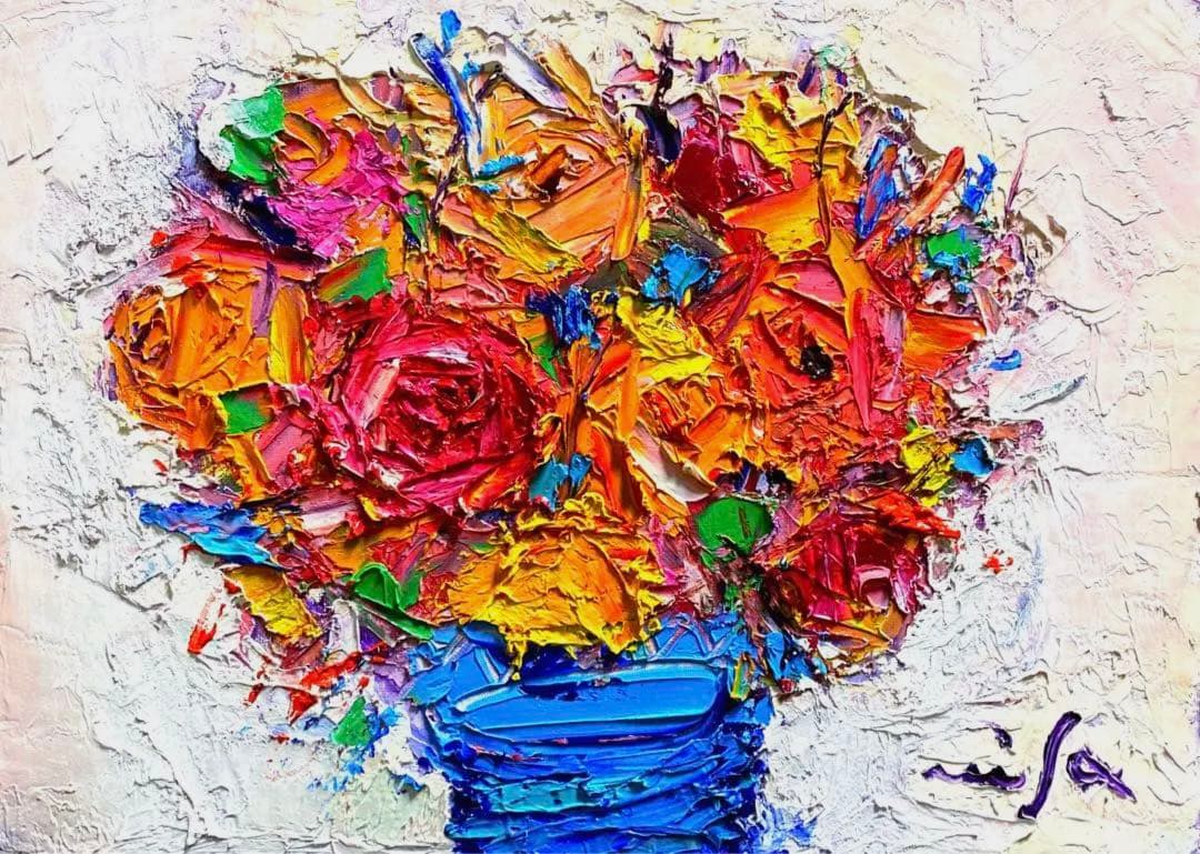 ◾️油彩画「バラ」　◾️兼田美佐子　Ｆ4 キャンバス